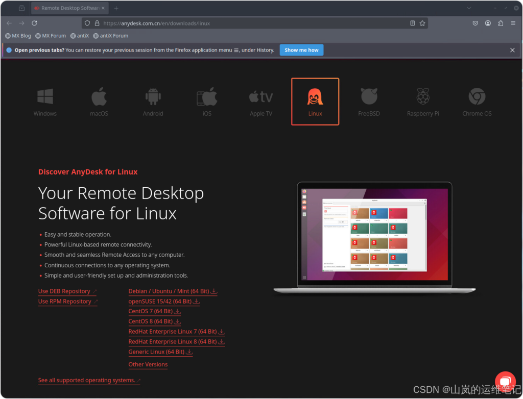 AnyDesk 远程连接 Linux 服务器