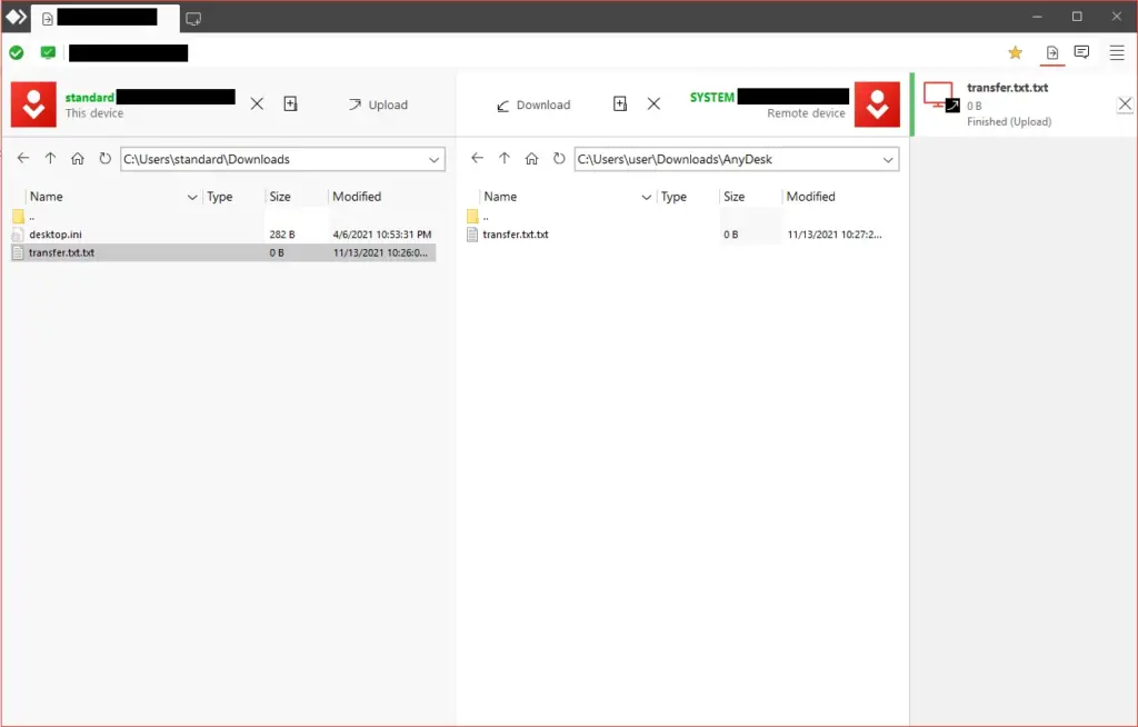 AnyDesk 文件传输